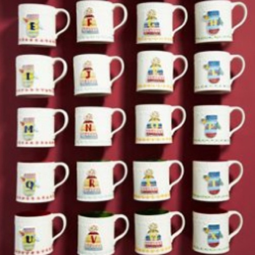 Anthropologie‎ “Bundled up W monogram mug” Christmas
